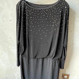 Black studded cocoon cocktail dress